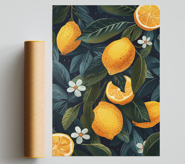 Golden Citrus Grove Poster