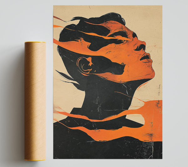 Burnt Orange Embrace Poster