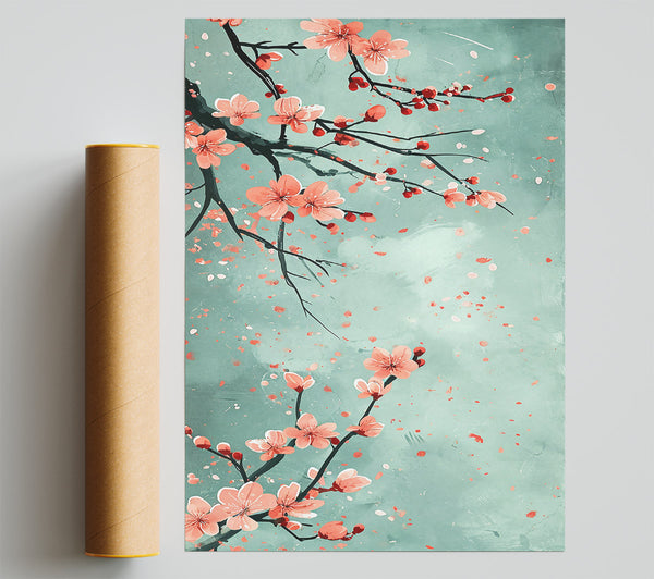 Pale Green Blossoms Poster