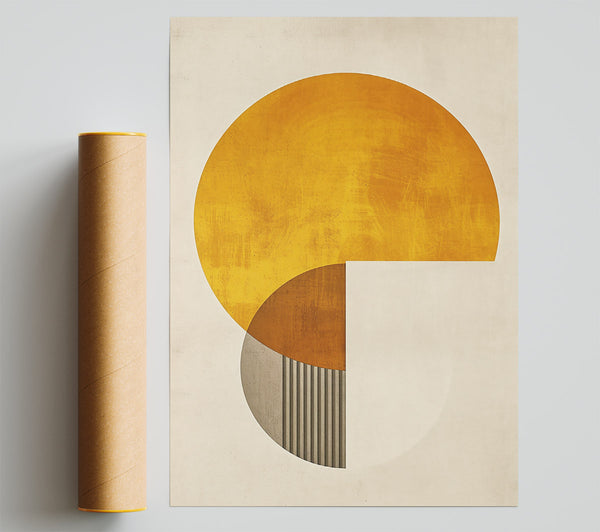 Golden Geometric Shapes Giclee Print