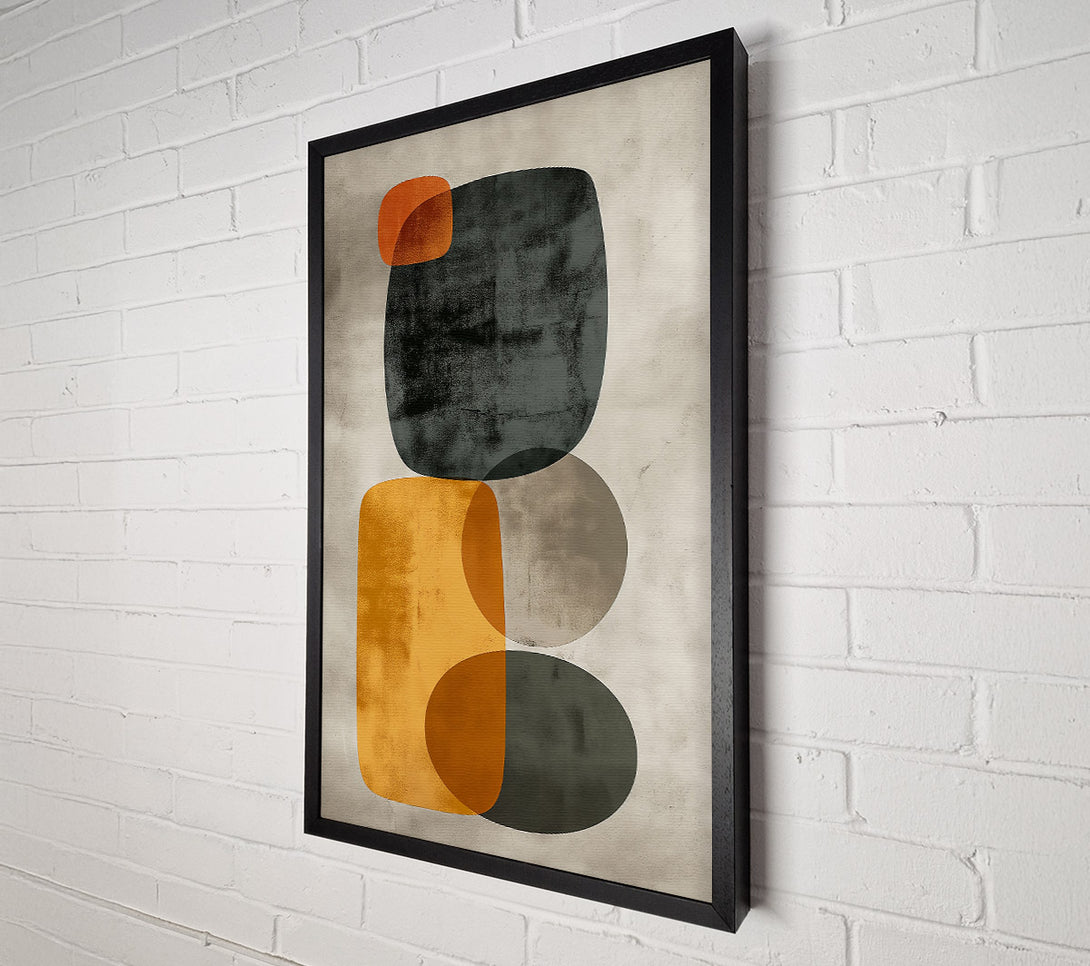  A Canvas Print of Mustard And Grey Forms Canvas Art