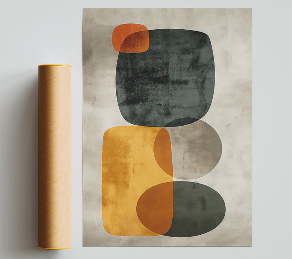 Mustard And Grey Forms Poster