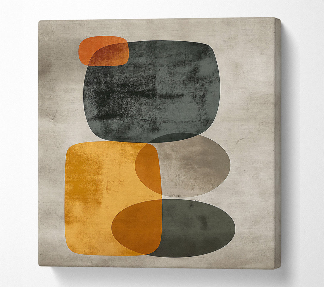  A Canvas Print of Mustard And Grey Forms Canvas Art