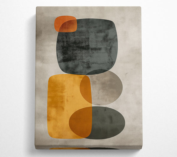  A Canvas Print of Mustard And Grey Forms Canvas Art