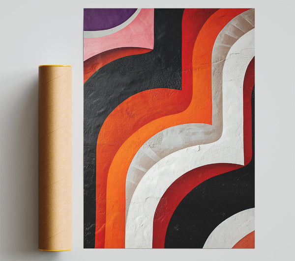 Orange And Black Curves Poster