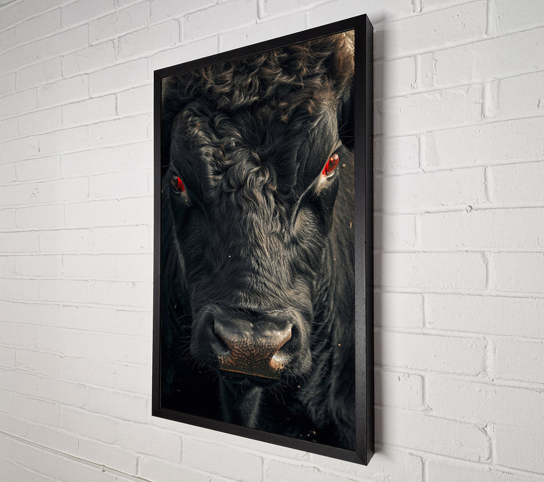  A Canvas Print of Black Bull Stare Canvas Print