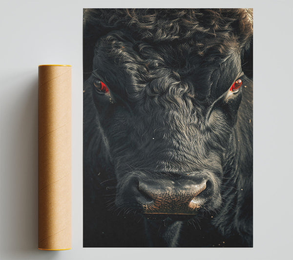 Black Bull Stare Giclee Print