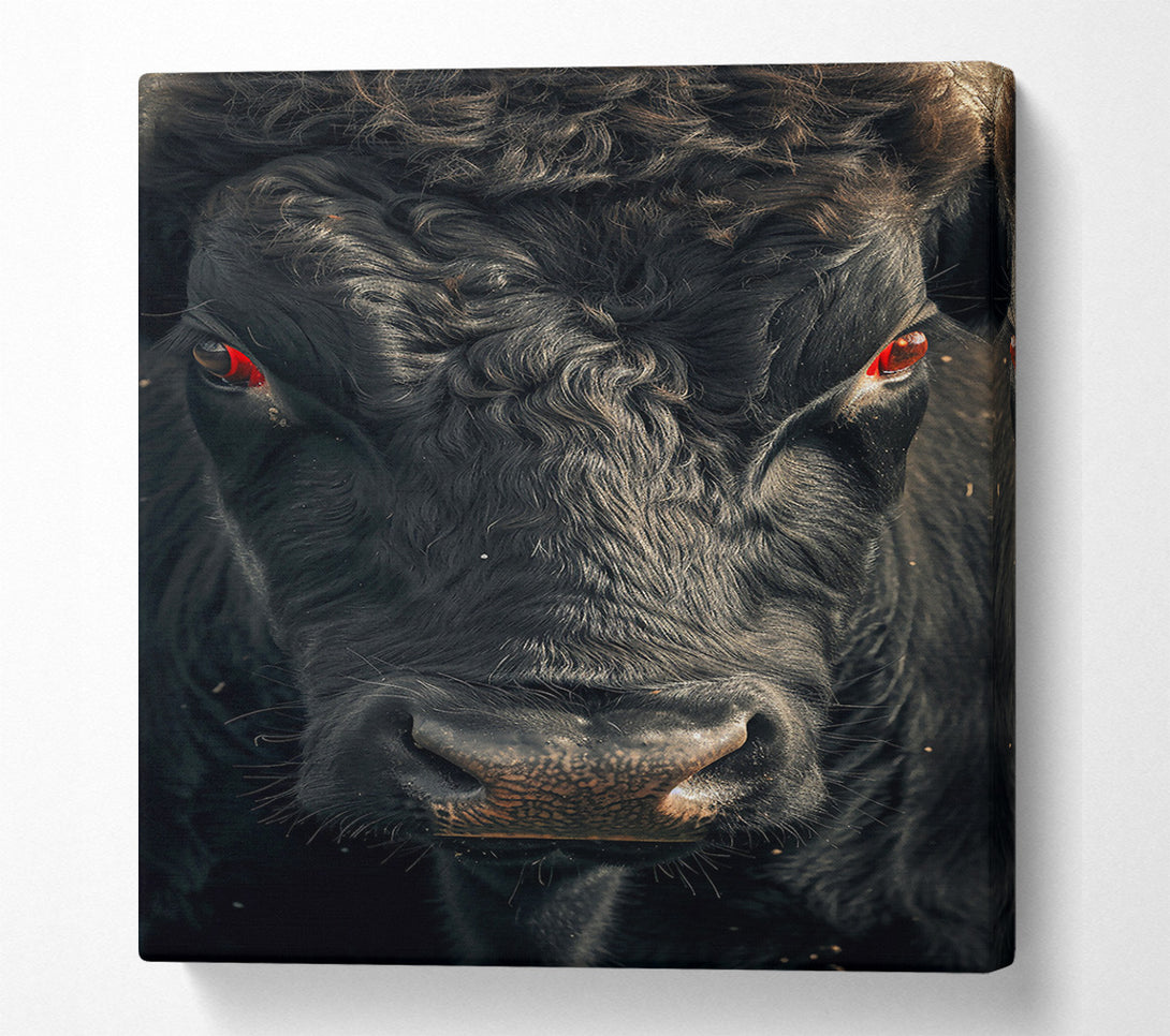  A Canvas Print of Black Bull Stare Canvas Print