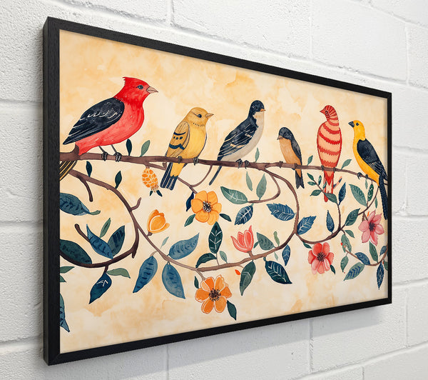 Yellow Birds On Branch