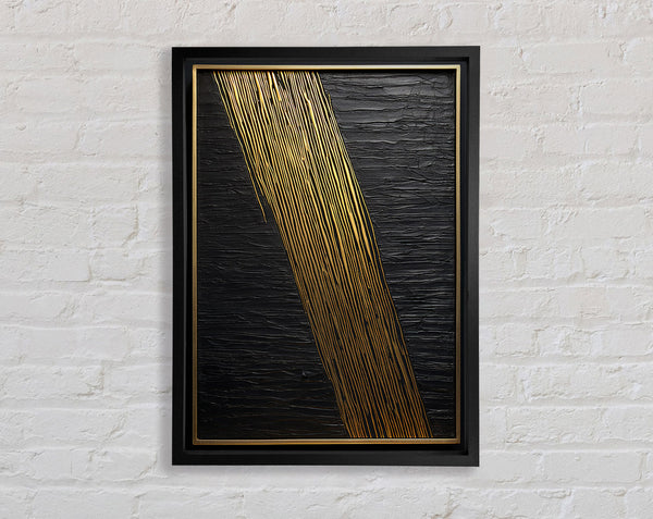 Gold Stripes Black Cracks Framed Print
