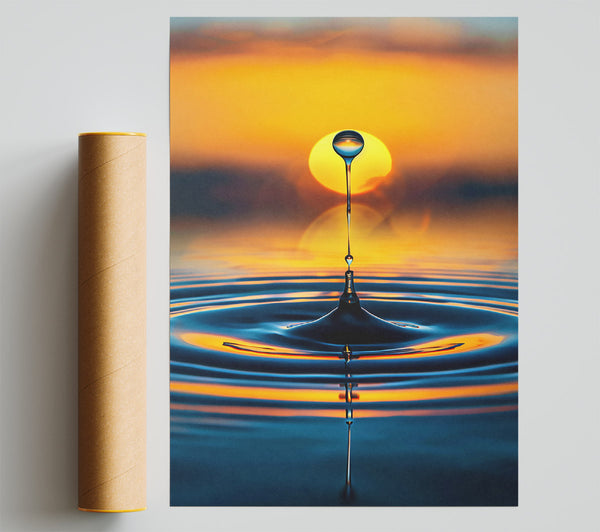 Orange Sunset Drop Poster