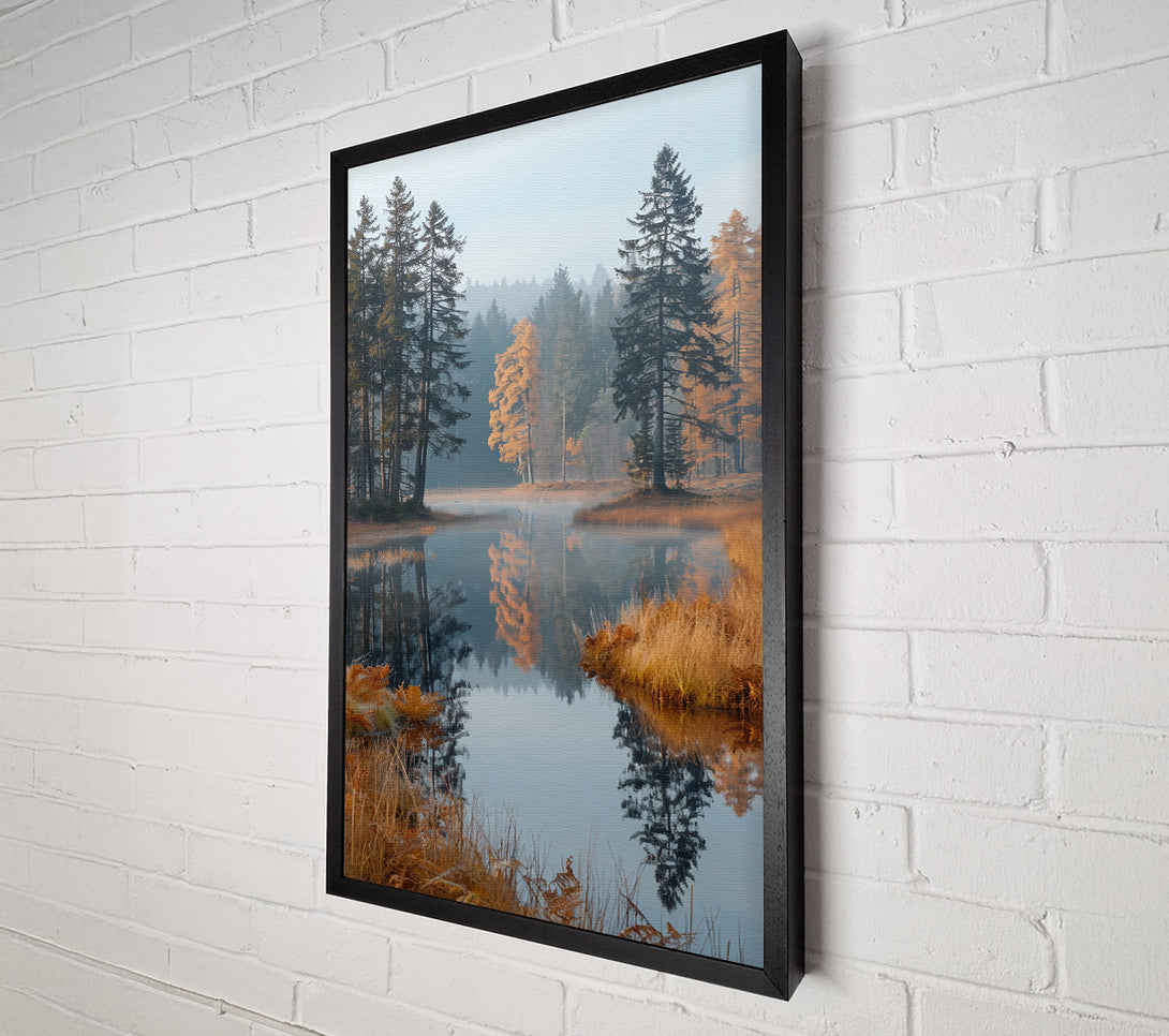  A Canvas Print of Golden Reflections In Mist Canvas Print