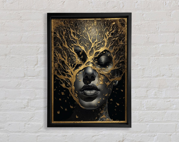 Gold Tree Face Framed Print