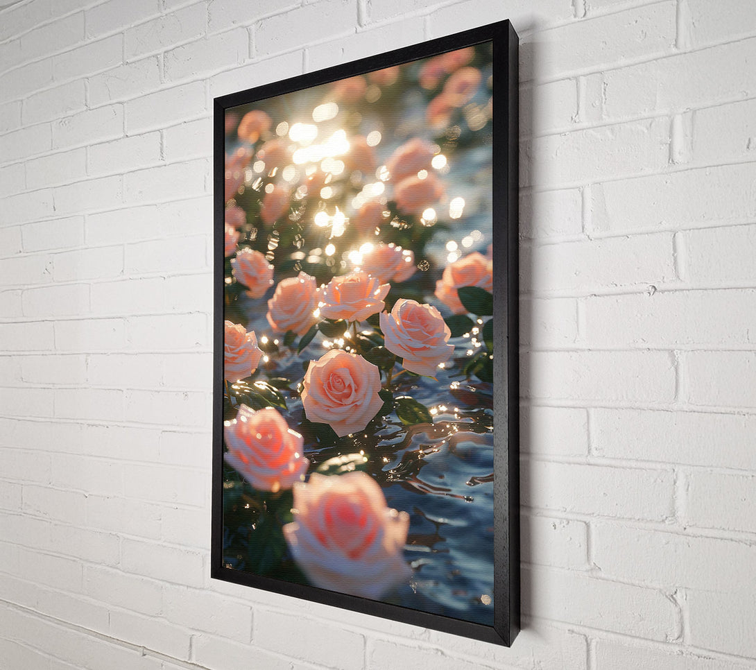  A Canvas Print of Peach Sunlit Roses Canvas Wall Art