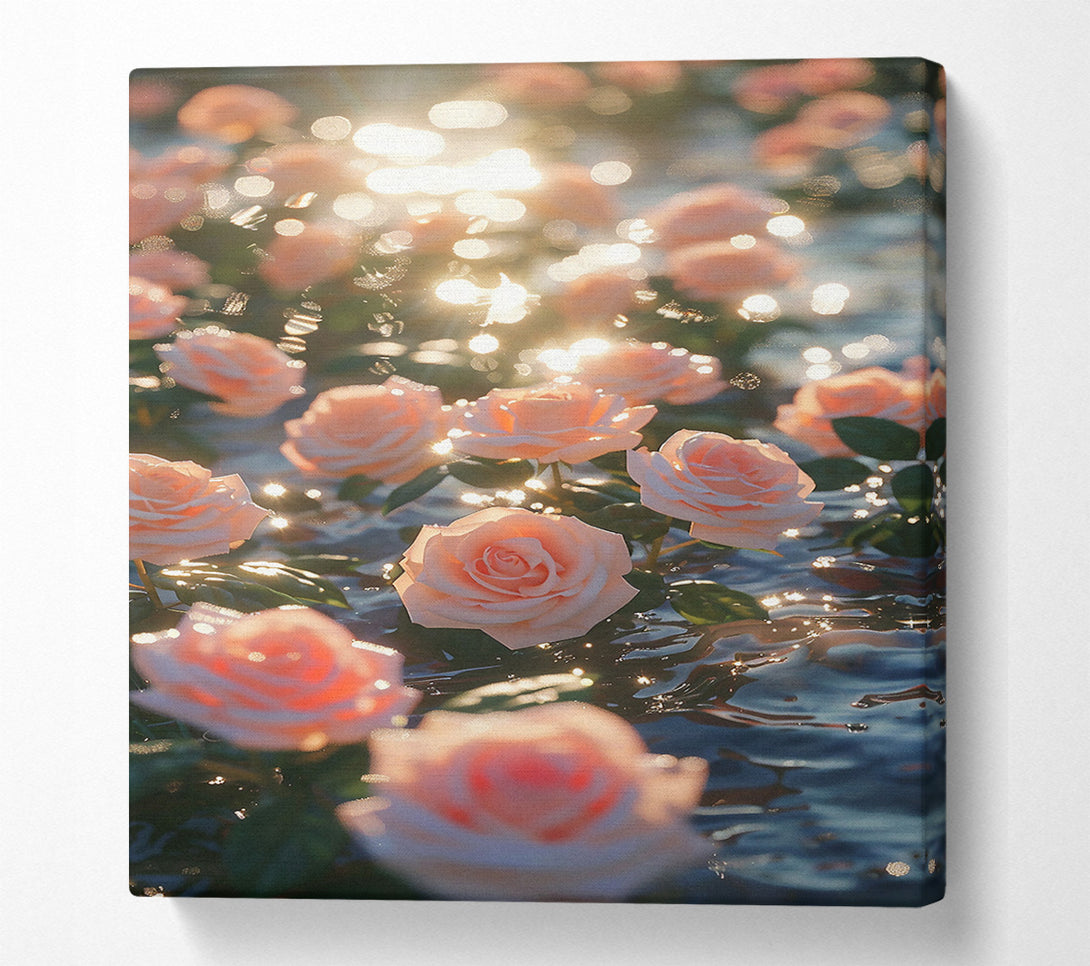  A Canvas Print of Peach Sunlit Roses Canvas Wall Art