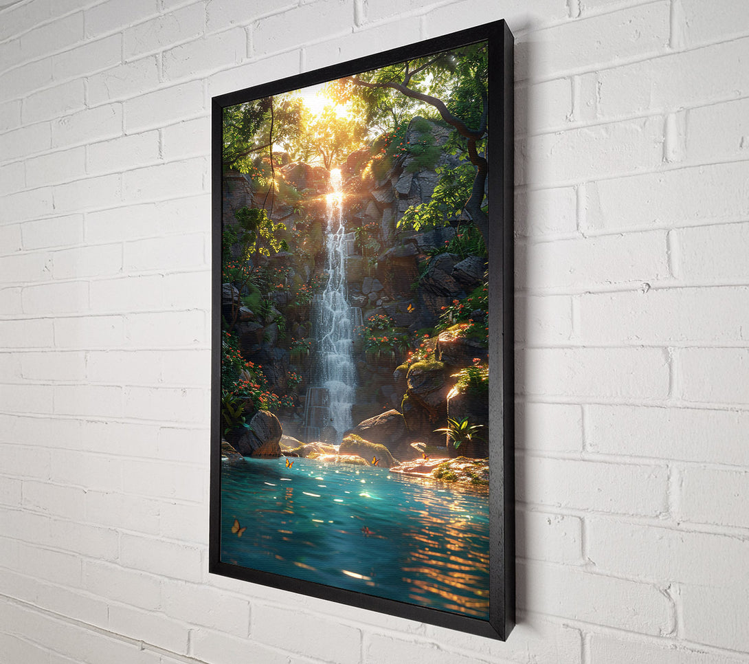  A Canvas Print of Teal Oasis Waterfall Canvas Print
