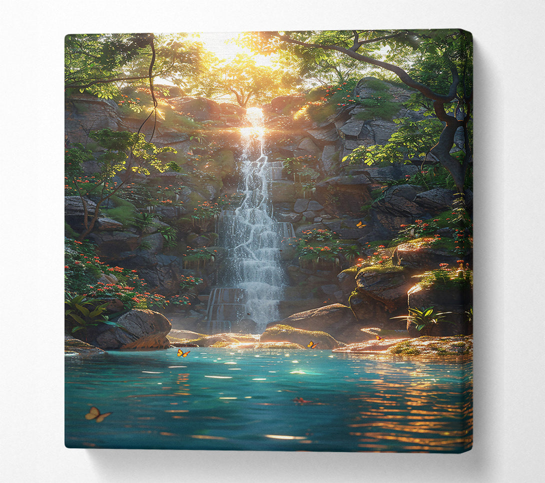 A Canvas Print of Teal Oasis Waterfall Canvas Print