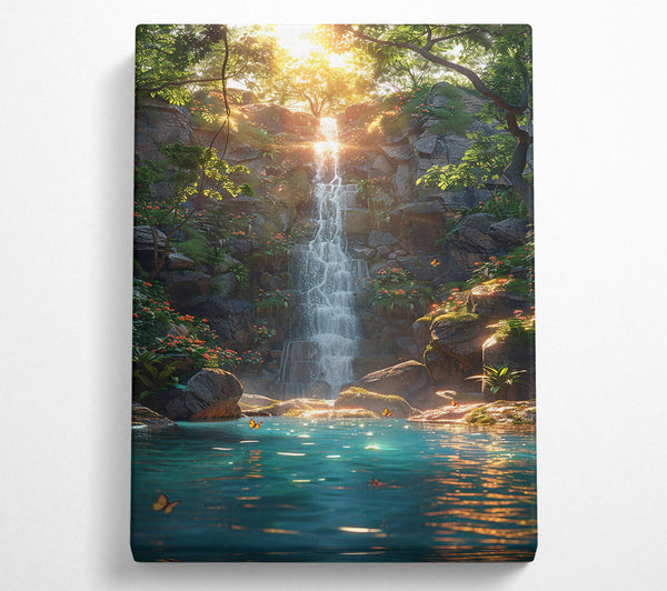  A Canvas Print of Teal Oasis Waterfall Canvas Print