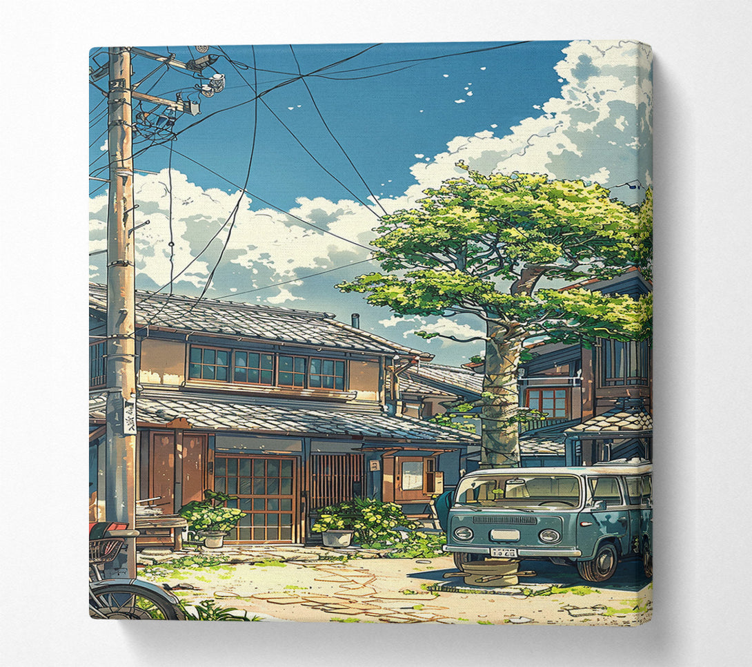  A Canvas Print of Blue Sky Japanese Van Canvas Art
