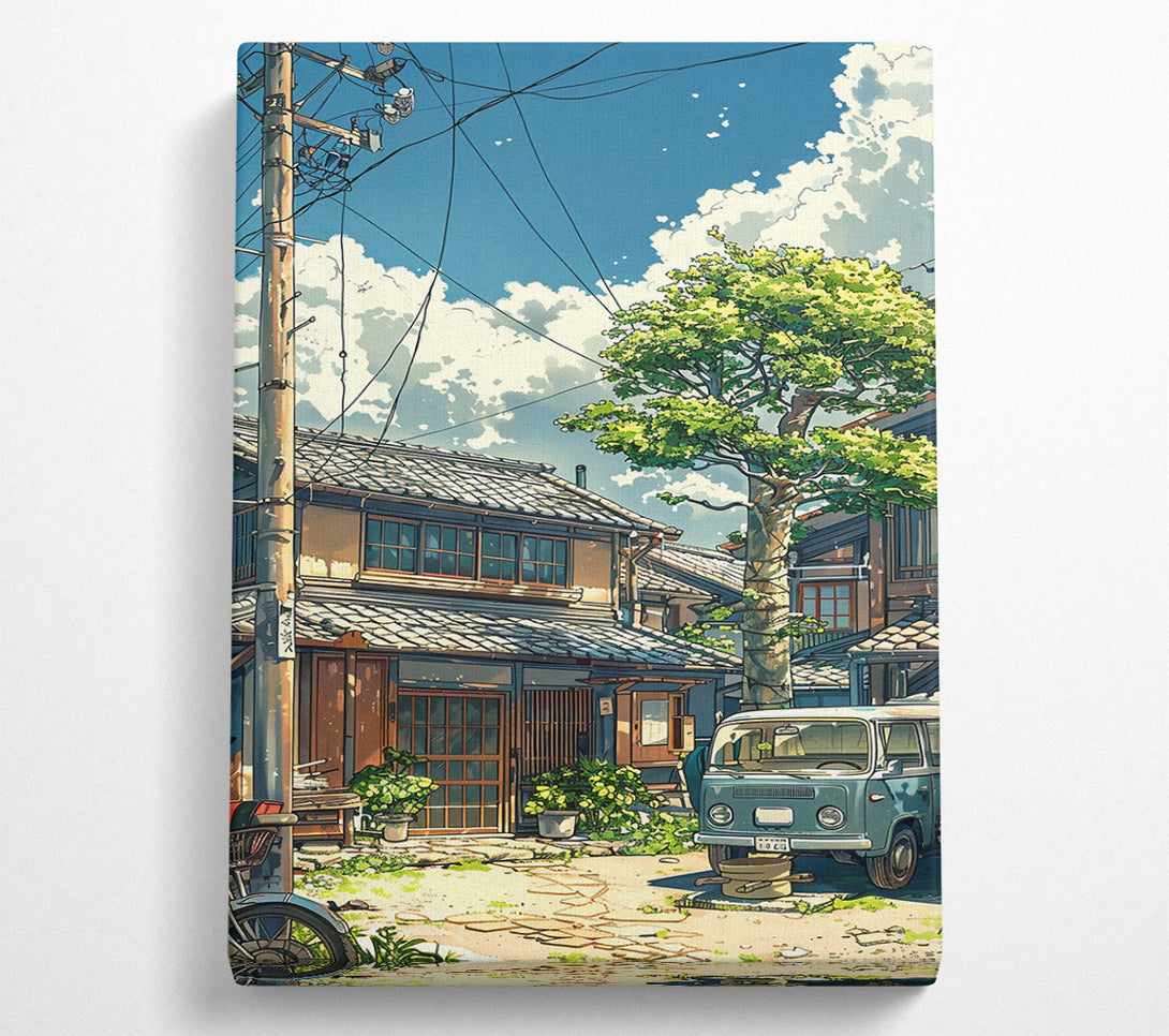  A Canvas Print of Blue Sky Japanese Van Canvas Art