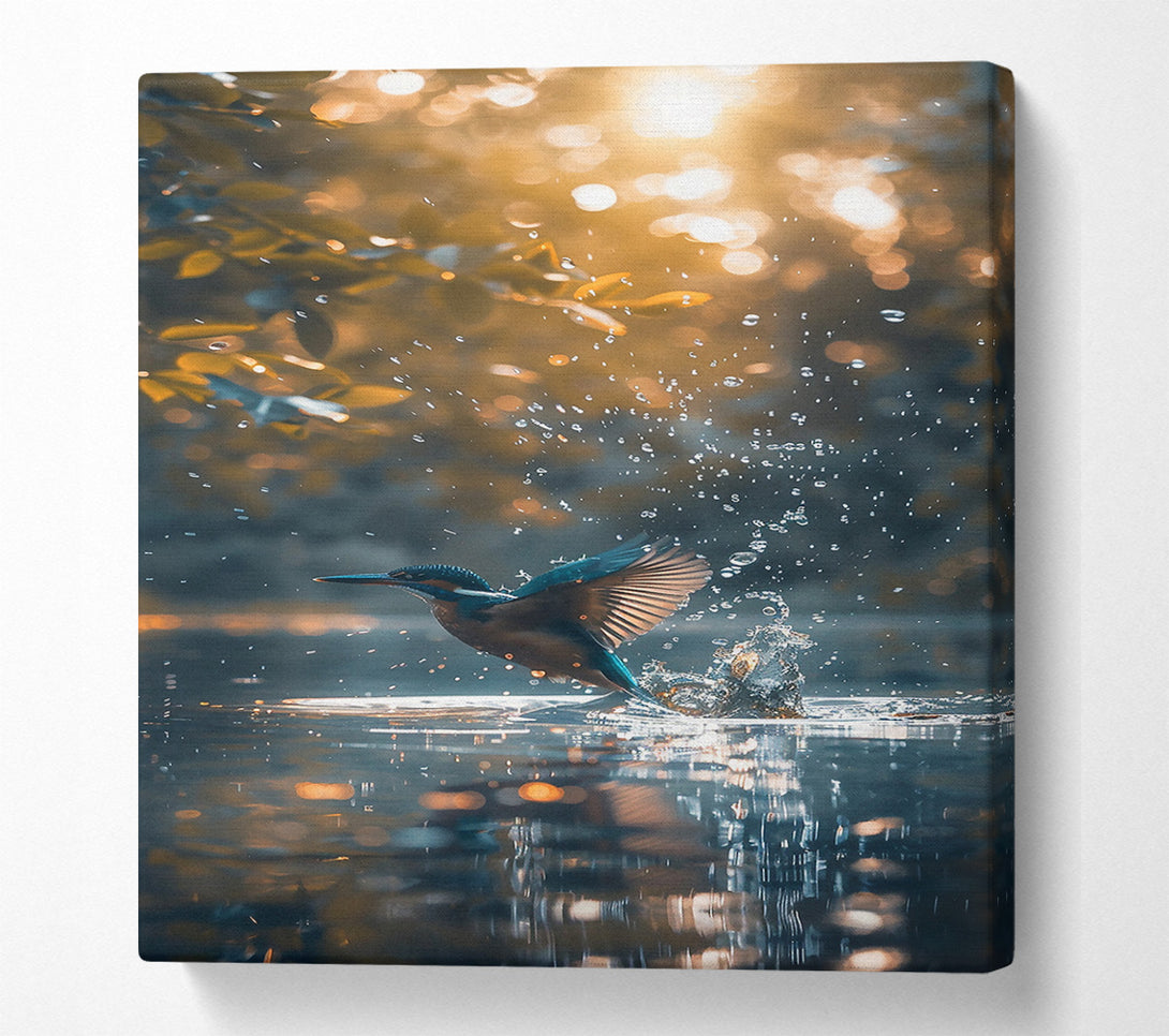  A Canvas Print of Golden Blue Splash Canvas Wall Art