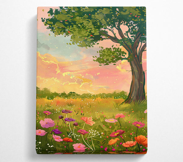  A Canvas Print of Pink Sunset Meadow Canvas Print