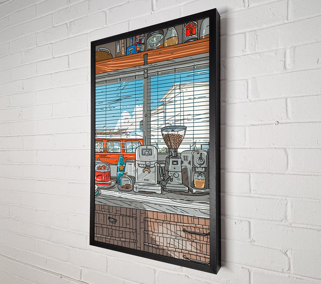  A Canvas Print of Orange Cafe Window Canvas Wall Art