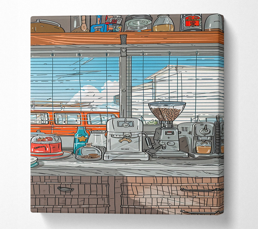  A Canvas Print of Orange Cafe Window Canvas Wall Art