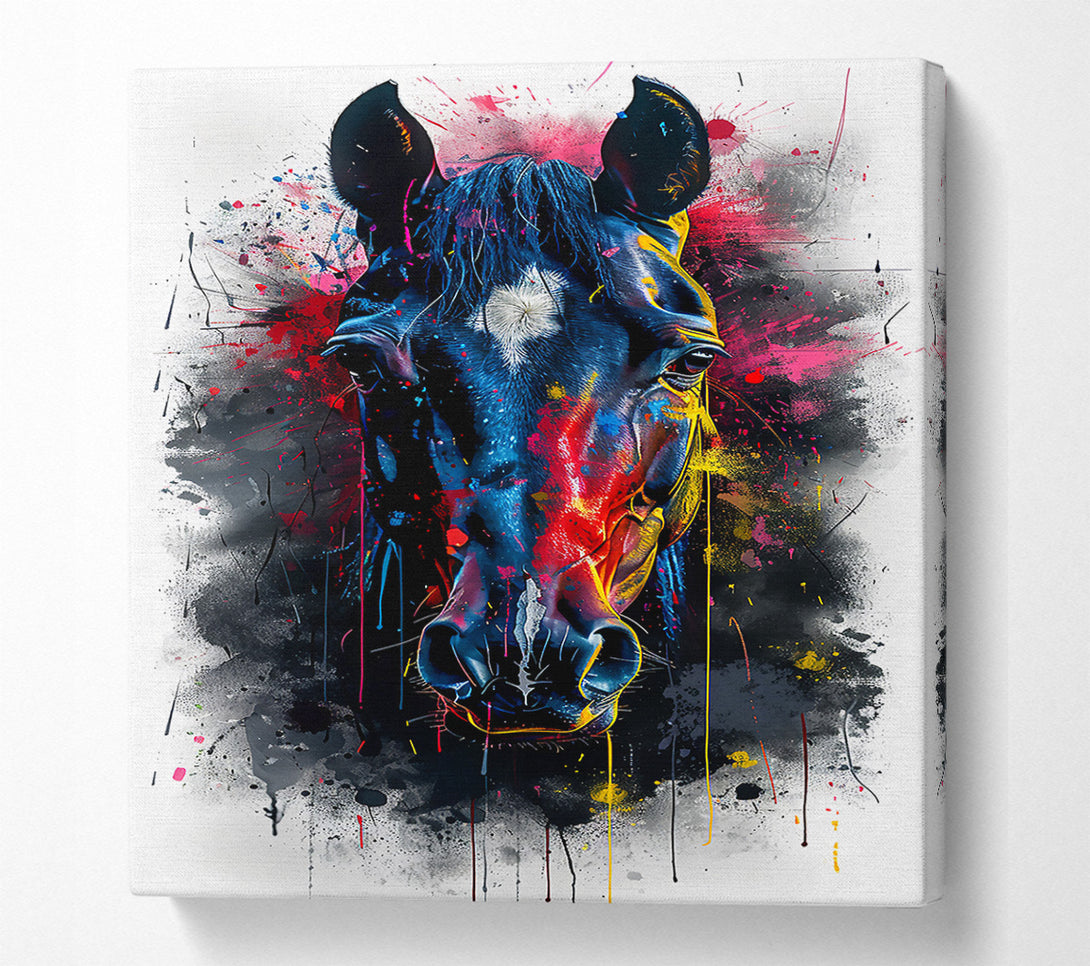  A Canvas Print of Blue Horse Splatter Canvas Art