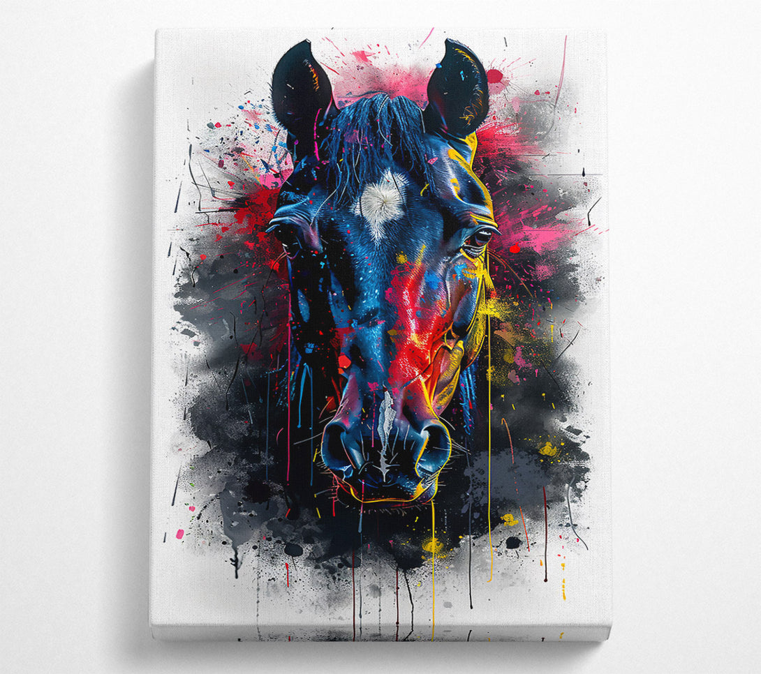  A Canvas Print of Blue Horse Splatter Canvas Art