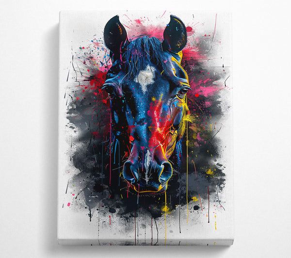  A Canvas Print of Blue Horse Splatter Canvas Art
