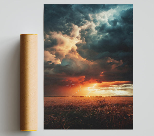 Orange Storm Clouds Giclee Print