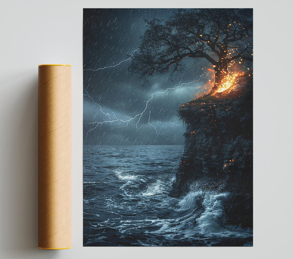 Blue Fire Storm Giclee Print