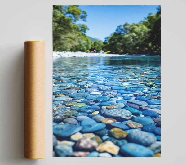 Aqua River Stones Print