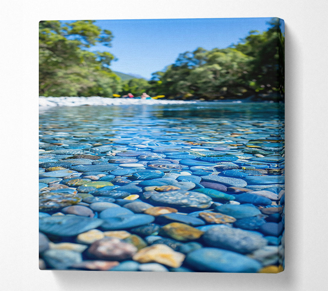  A Canvas Print of Aqua River Stones Canvas Print