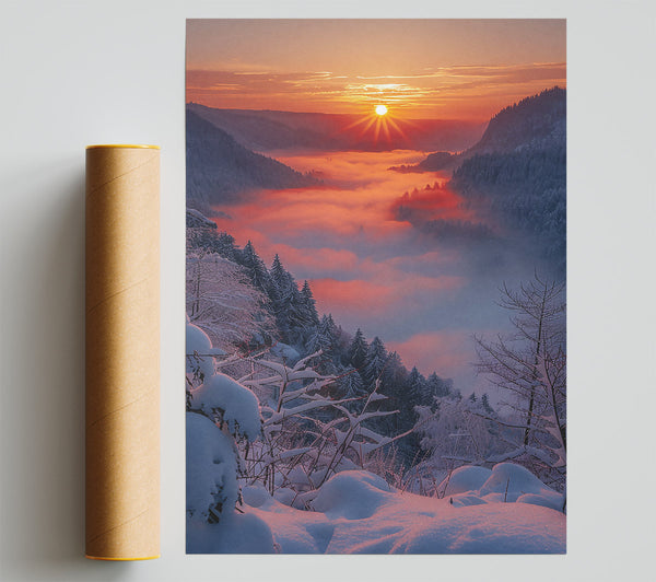 Pink Sunset Valley Giclee Print