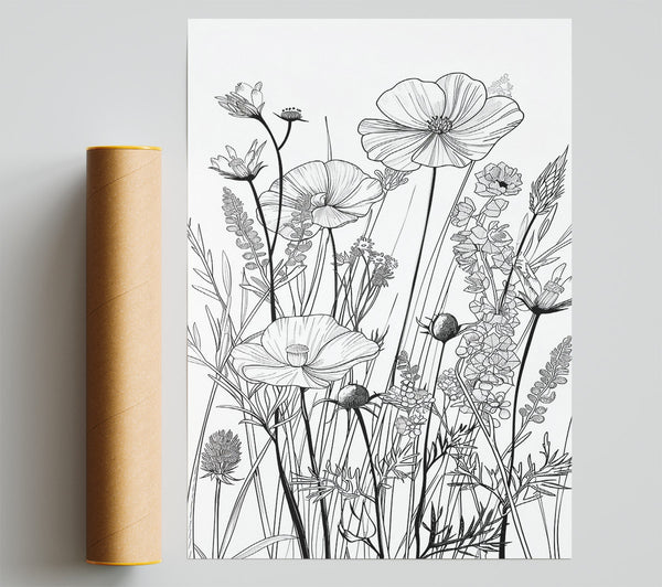 White Wildflowers Bloom Poster