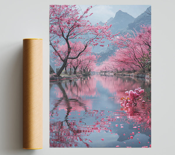 Pink Reflection On Water Poster