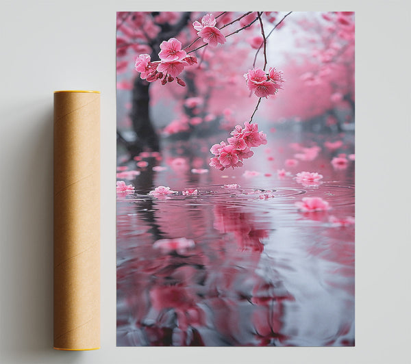 Pink Blossom Reflection Print