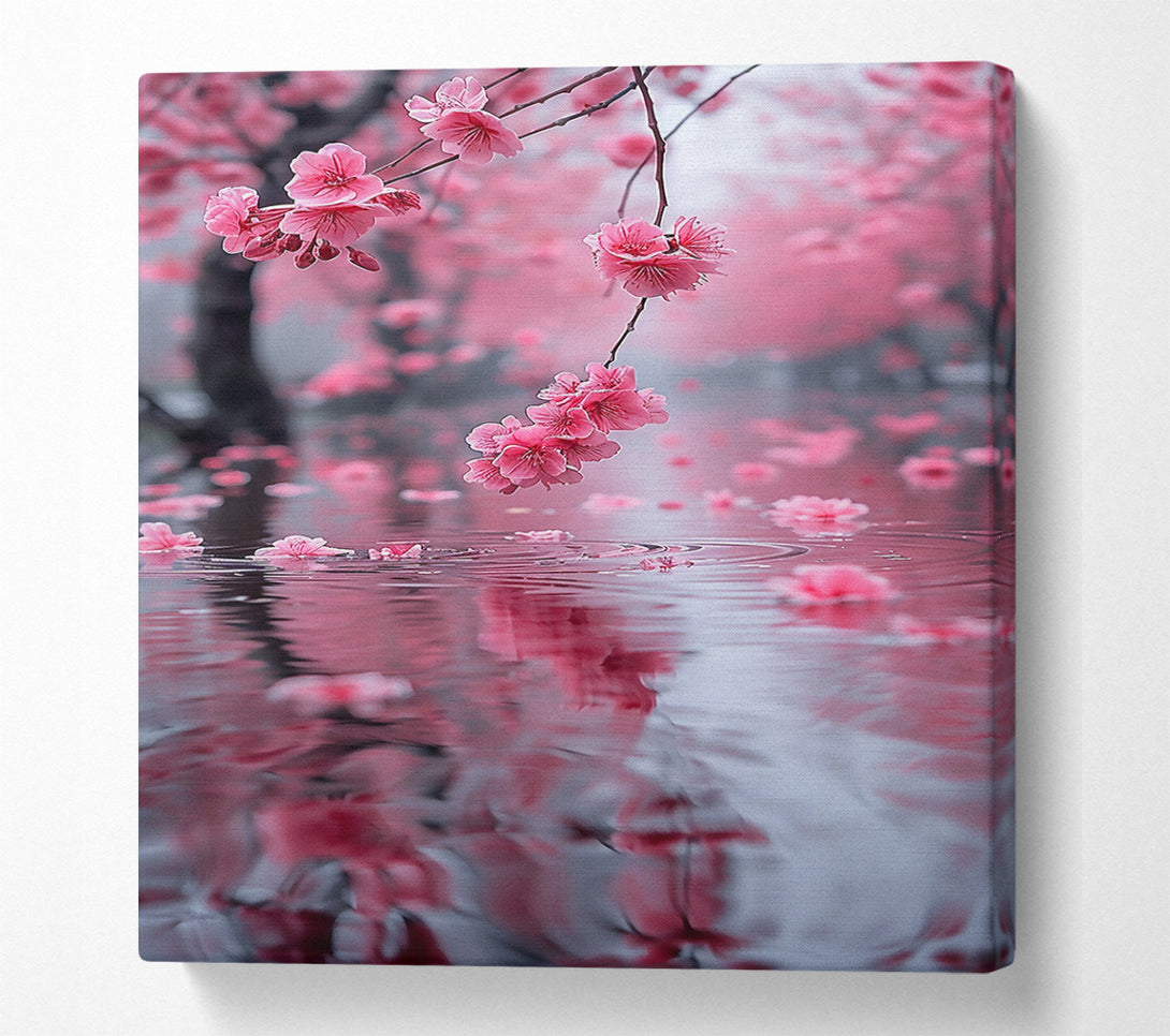  A Canvas Print of Pink Blossom Reflection Canvas Print