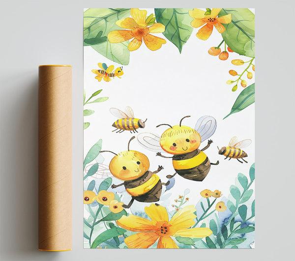 Yellow Bumble Bee Fun Print