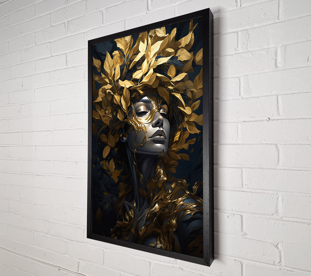  A Canvas Print of Golden Leaves Woman Beauty Canvas Art