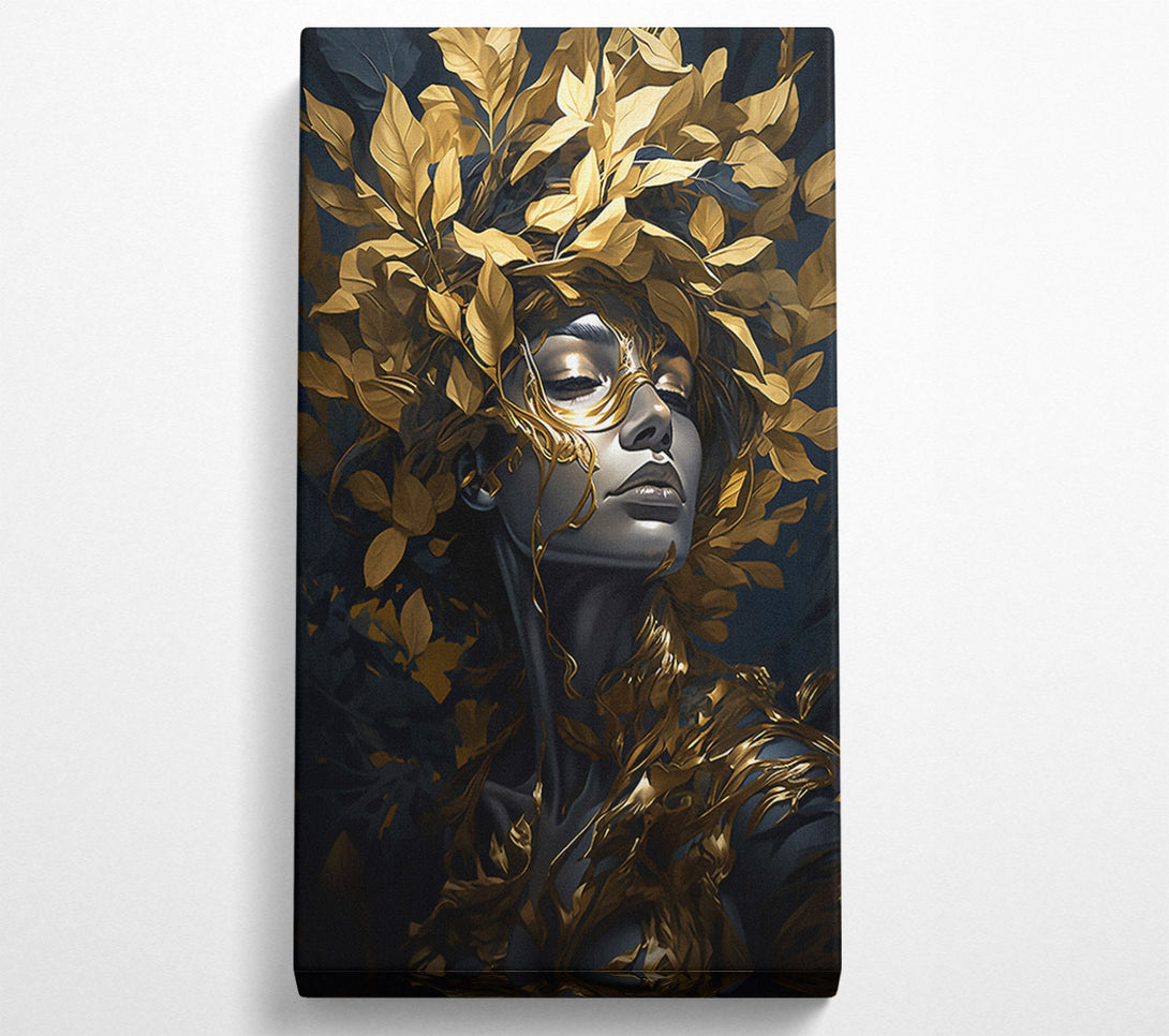  A Canvas Print of Golden Leaves Woman Beauty Canvas Art