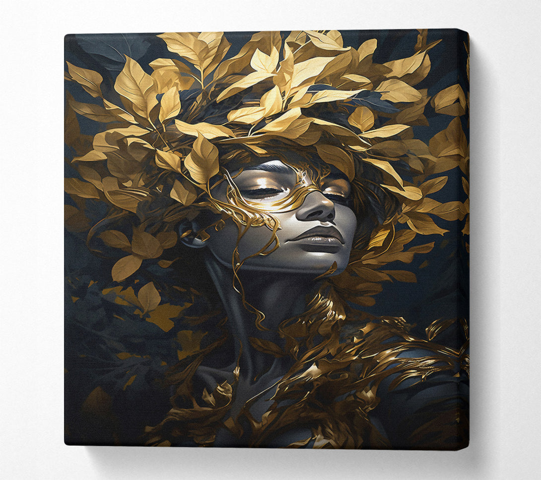  A Canvas Print of Golden Leaves Woman Beauty Canvas Art