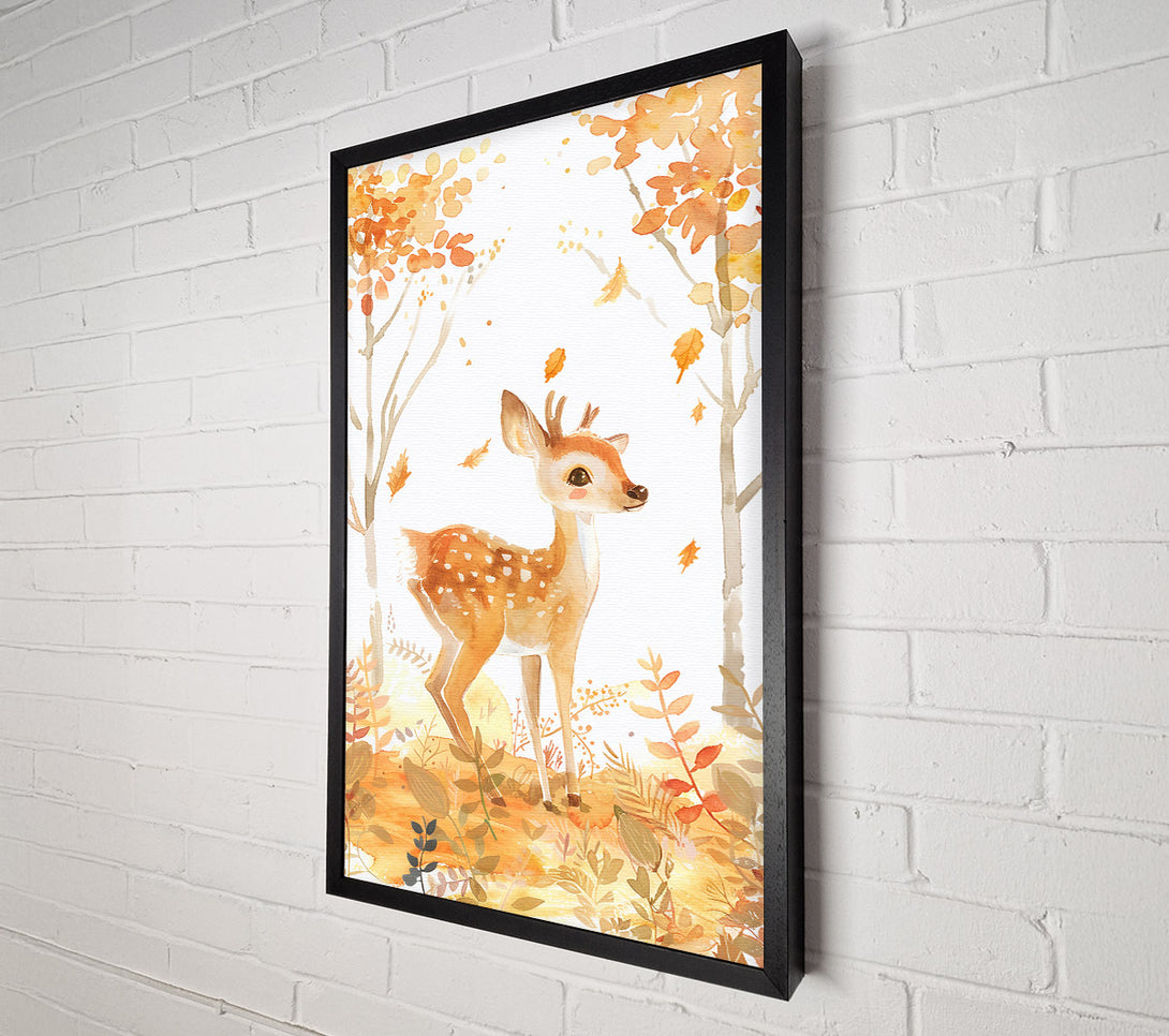  A Canvas Print of Golden Fawn In Woods Canvas Art