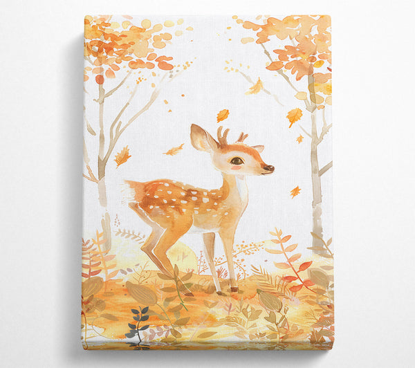  A Canvas Print of Golden Fawn In Woods Canvas Art