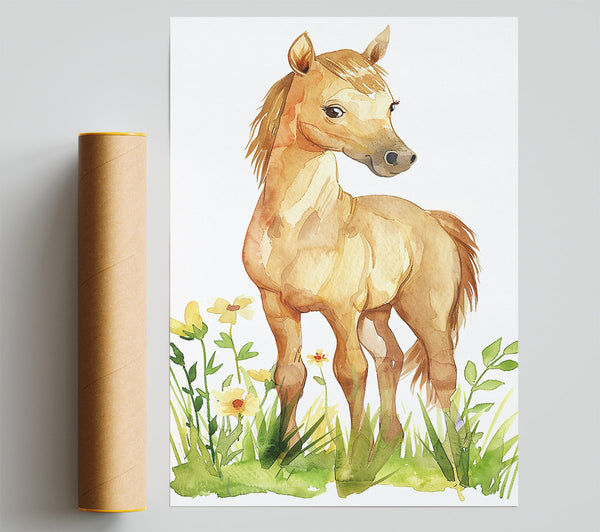 Golden Foal In Bloom Giclee Print