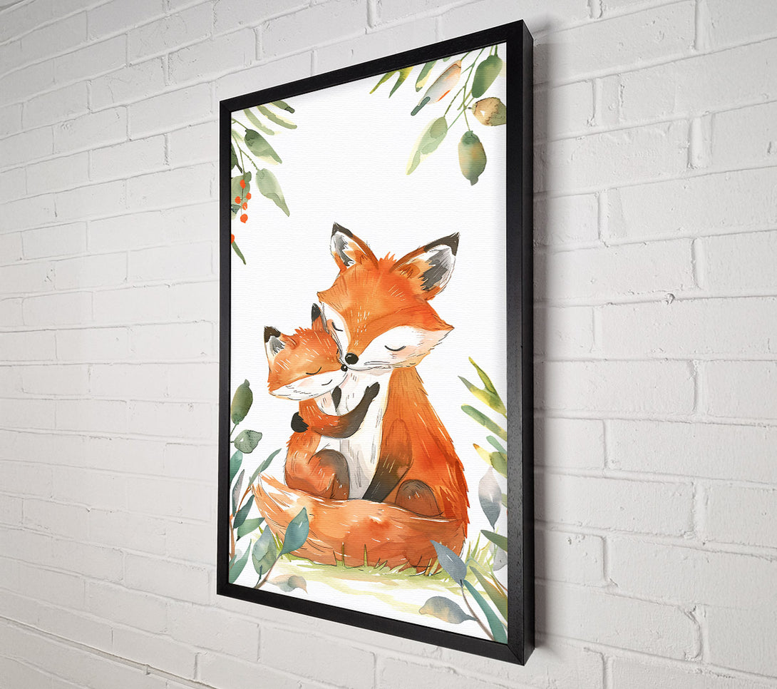  A Canvas Print of Orange Fox Family Hug Canvas Print