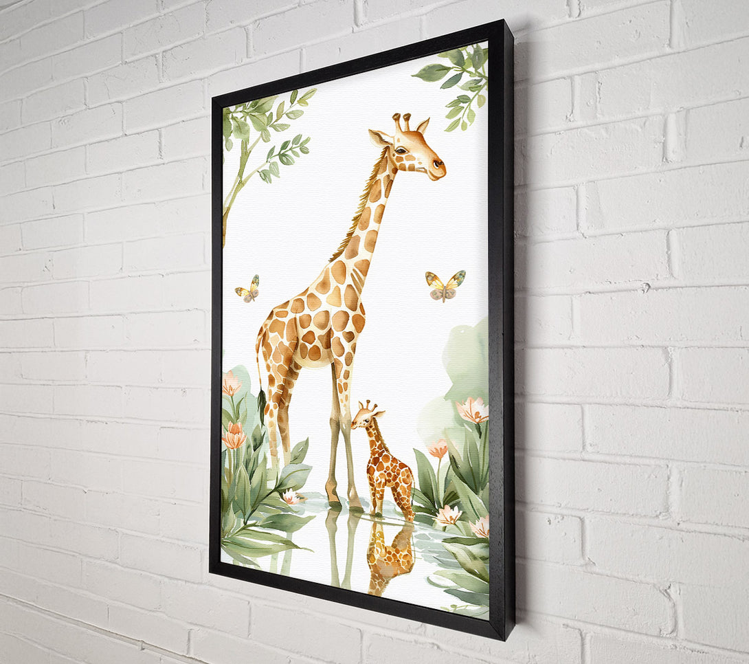 A Canvas Print of Golden Giraffe Reflections Canvas Print