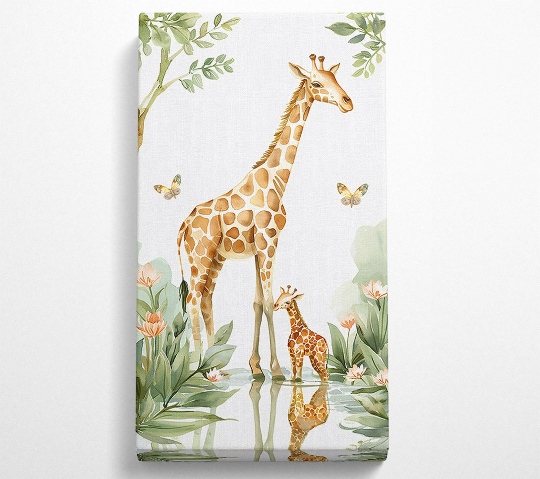  A Canvas Print of Golden Giraffe Reflections Canvas Print